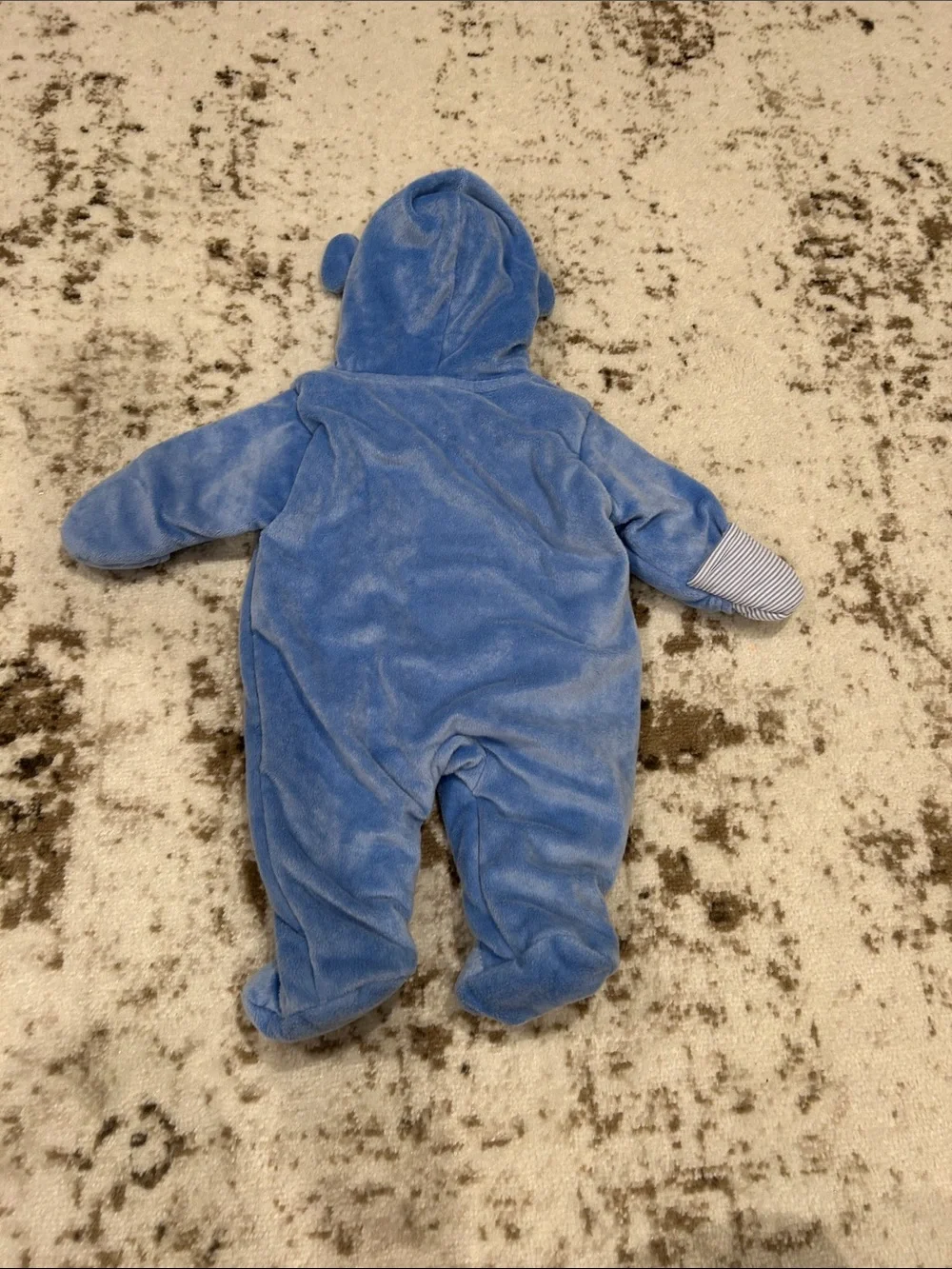 Carter's Light Blue Plush Infant Hooded Footed One-Piece